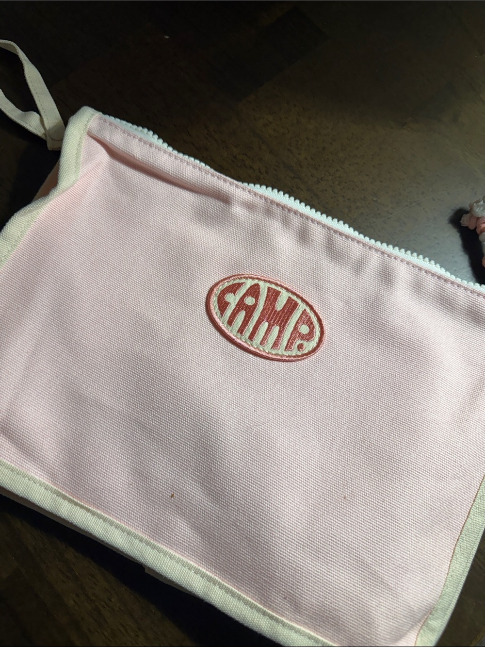 CAMP NYC Core Canvas Toy Pouch Organizer Makeup Bag, Pink/White, NWT